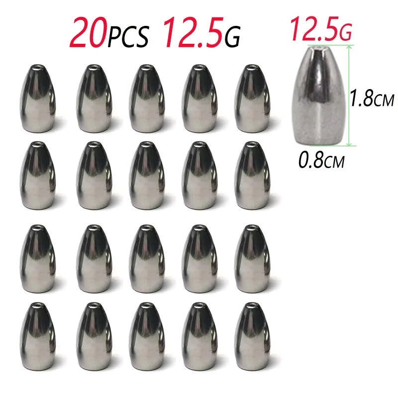 Poids de balle en alliage antémonie, 20 pièces, pour plate-forme Texas, poids de pêche avec noyau en plastique, plate-forme caroline, leurre, accessoires de bar