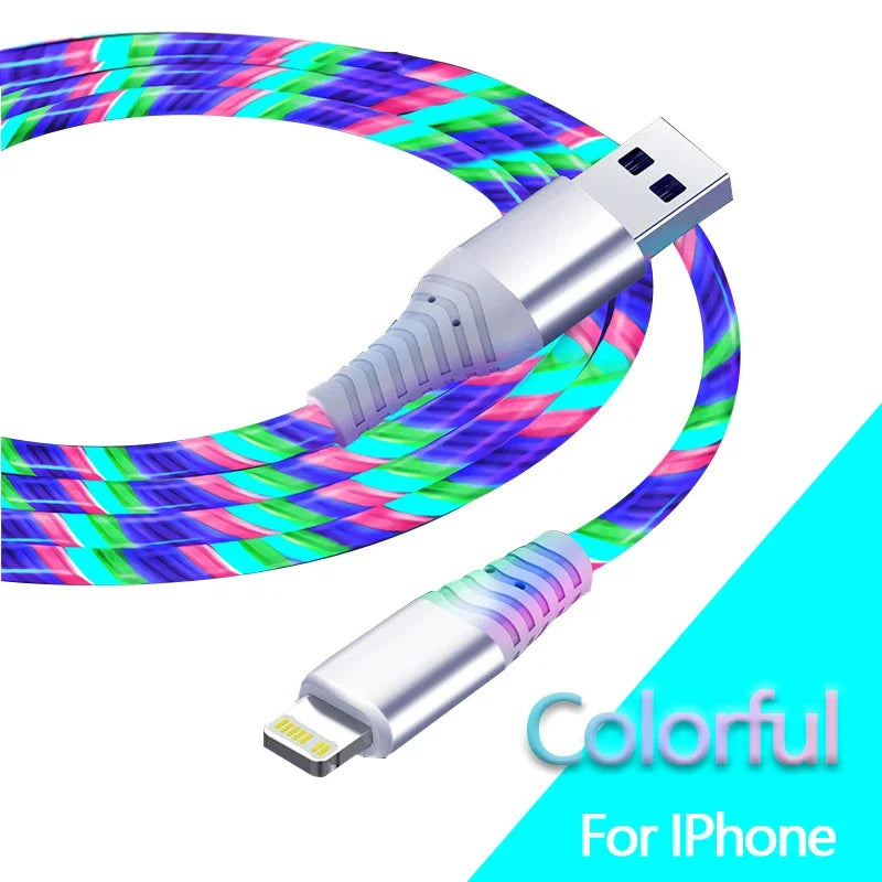 Câble USB Lumineux 7A — Charge Rapide Micro USB & Type-C LED Streamer