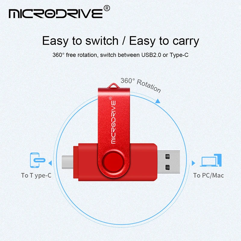 Clé USB OTG 2 en 1 Type C 128 Go, clé USB 1 Go, 2 Go, 4 Go, 8 Go, 32 Go, 64 Go, 128 Go, mémoire USB