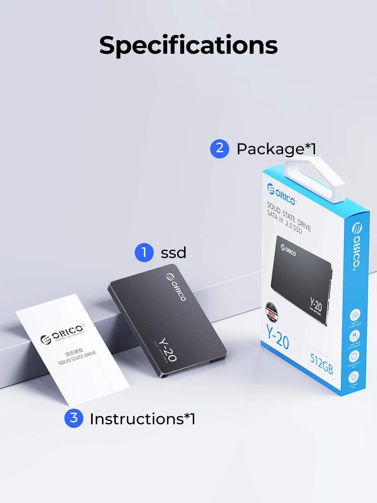 ORICO SATA III SSD 2.5 "disque SSD interne 3D NAND 512GB 1 to 2 to 4 to jusqu'à 550 mo/s pour mettre à niveau PC ordinateurs portables Y20