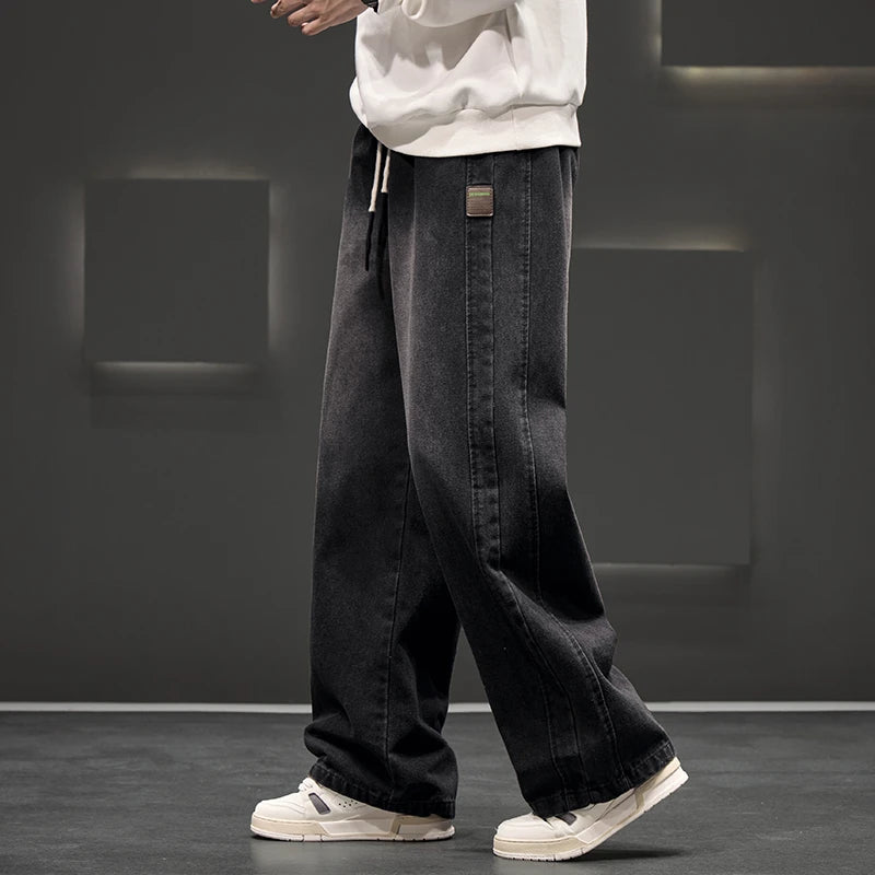 Jean de lavage à jambes larges pour homme, pantalon neutre, couleur unie, ample, décontracté, droit, mode extérieure, grande taille 8xl, nouvelle collection automne