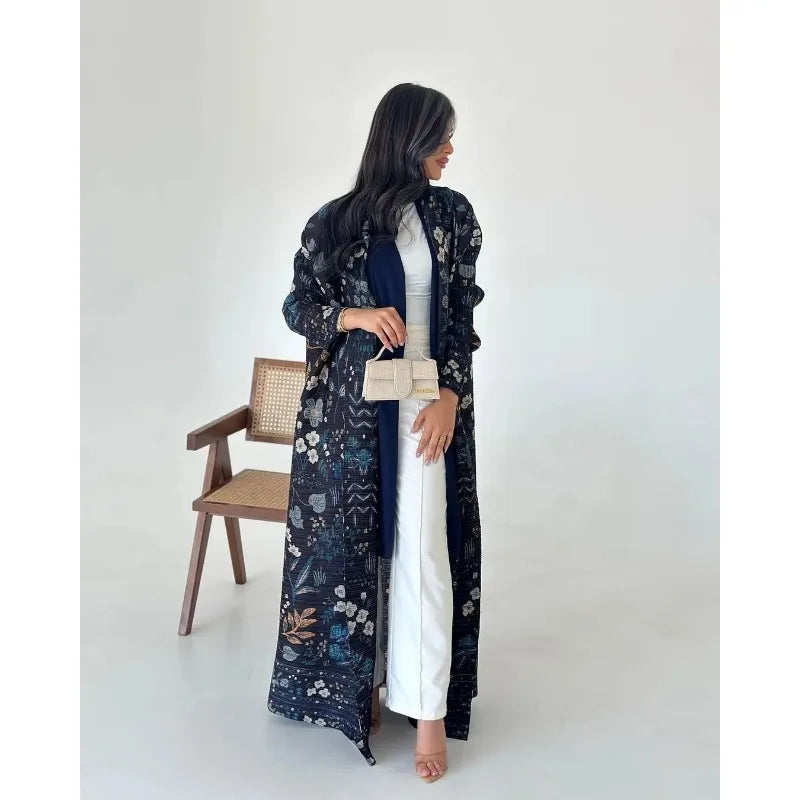 KAF femmes mode Abaya Vintage imprimé Cardigan conception ample grande taille élégante femme luxe Robe printemps automne modèle