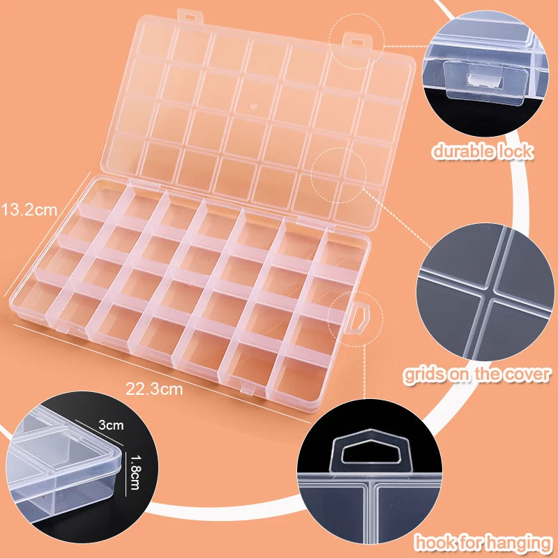Contenedor de almacenamiento transparente, joyero, caja de almacenamiento de plástico transparente, organizador de almacenamiento de pendientes vacío, vitrina para cuentas