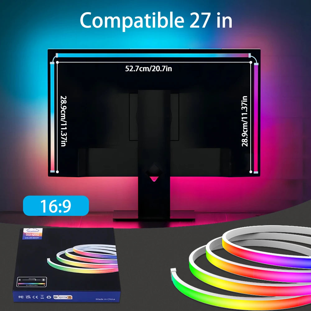 Bande lumineuse LED intelligente pour jeu, moniteur d'ordinateur, rétro-éclairage, synchronisation, barre lumineuse RGB, écran USB, lampe de décoration pour chambre à coucher