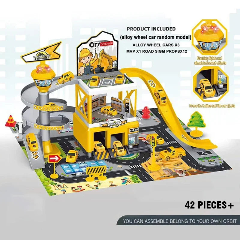 Railway Cars DIY Parking Assembled Track Inertia Car Engineering Vehicle Track Car for Kids Boys Children Birthday Gifts