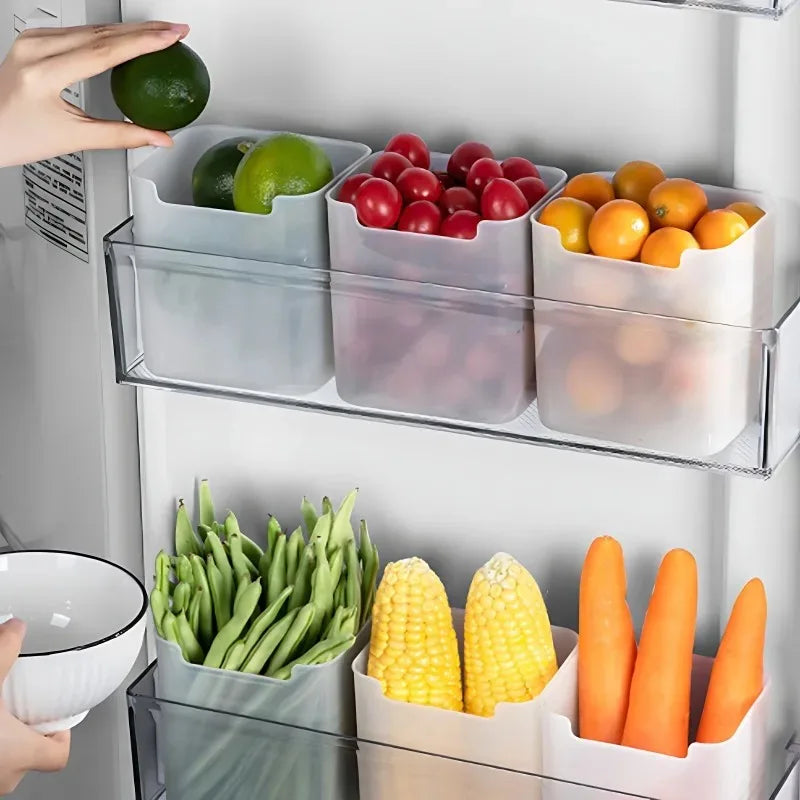 Refrigerator storage boxes, 1/5 pieces, fresh food organizer, cold storage, vegetable, fruit, spice bin, food container, kitchen boxes for home