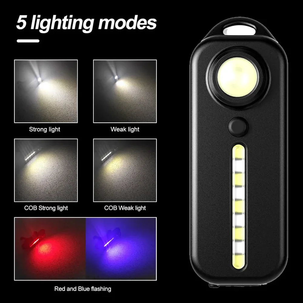 Lampe de poche LED Recharge USB, lampe de travail, porte-clés, pour Police, Clip d'épaule, lumière clignotante d'avertissement, lampe d'extérieur