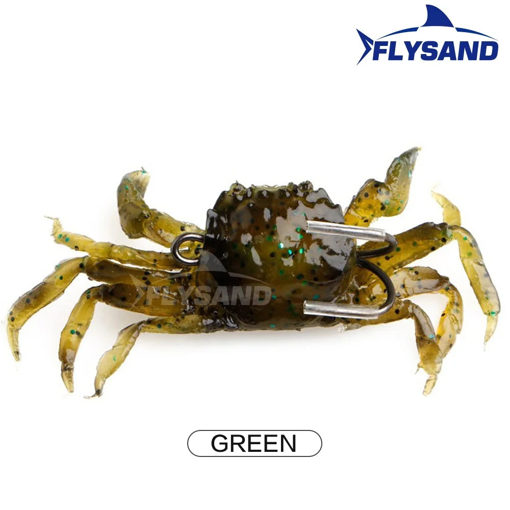 FLYSAND bionique crabe Silicone appât souple artificiel réaliste crochet pointu leurre de pêche poisson d'eau douce gabarit tête appâts matériel de pêche