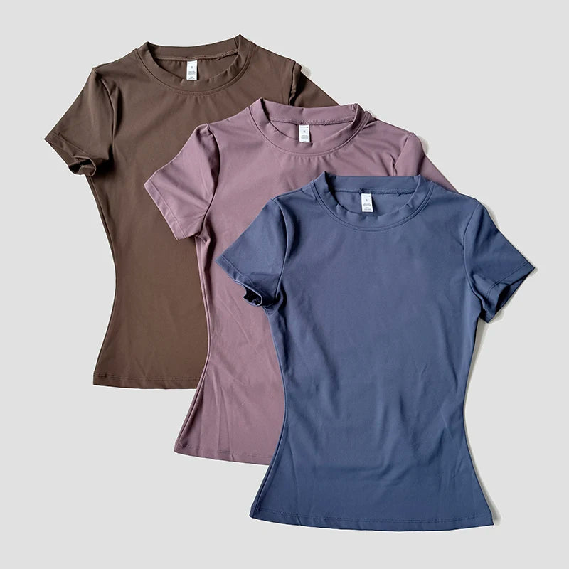 Women Seamless Yoga Top Sport T-Shirt Fitness Clothing Short Sleeve Yoga Shirt Gym Crop Top Running Activewear