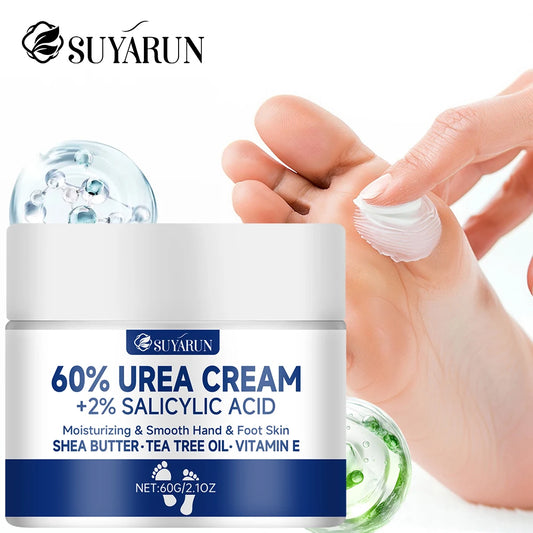 SUYARUN 60% Urea Foot Cream for Cracked Heels and Dry Skin - Intensive Moisturizing Treatment, Callus Remover, Diabetic Foot Care.