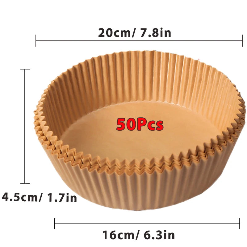 Papel antiadherente para freidora de aire y pollo, papeles redondos para hornear, revestimientos de papel, accesorios de cocina, 50 piezas, 100 piezas