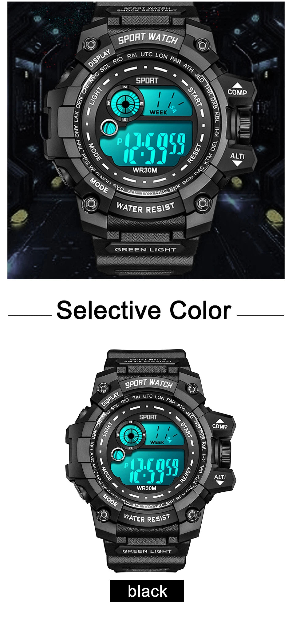 Montres numériques à LED pour hommes, mode Shoous, sport, étanche, date, armée, militaire, horloge, nouveau
