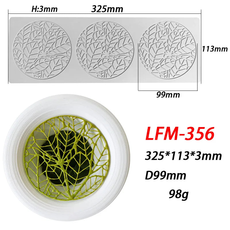 Anneau circulaire en forme de feuille, tampon en dentelle à retournement du sucre, Branches d'arbre, légumes, décoration alimentaire occidentale, Cuisine moléculaire, moule de cuisson en Silicone