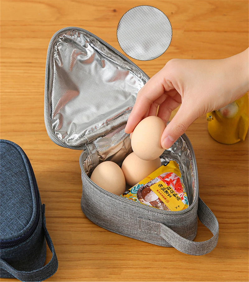 Mini sac isolant triangulaire en aluminium, refroidisseur thermique, fourre-tout pour étudiant, sac boule de riz, boîte à déjeuner, sacs de transport pour déjeuner Bento