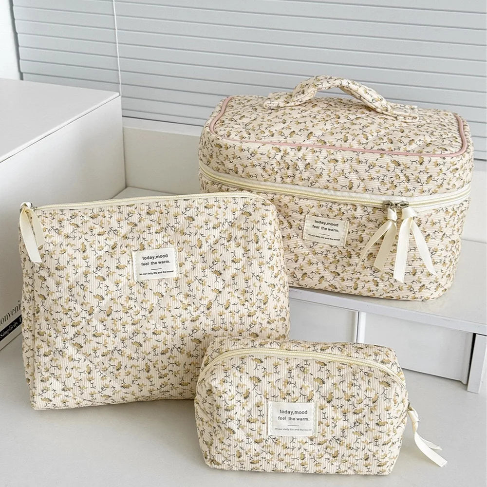 Trousse Toilette Vintage Florale Voyage — Organisateur Maquillage Grande Capacité