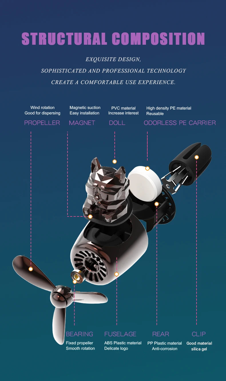 Bricolage parfum inodore ornements avion pilote bouledogue voiture désodorisants décorations accessoires arôme évent diffuseur de parfum