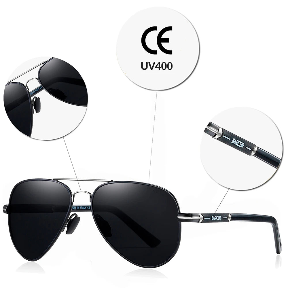 Lunettes de soleil pilotes polarisées — conduite, pêche, randonnée, accessoires homme