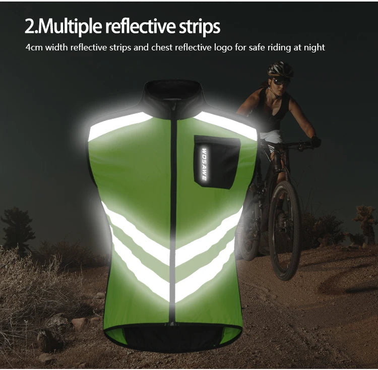 Gilets de cyclisme nuit sécurité pour hommes — sans manches, sport, VTT, vêtements vélo route