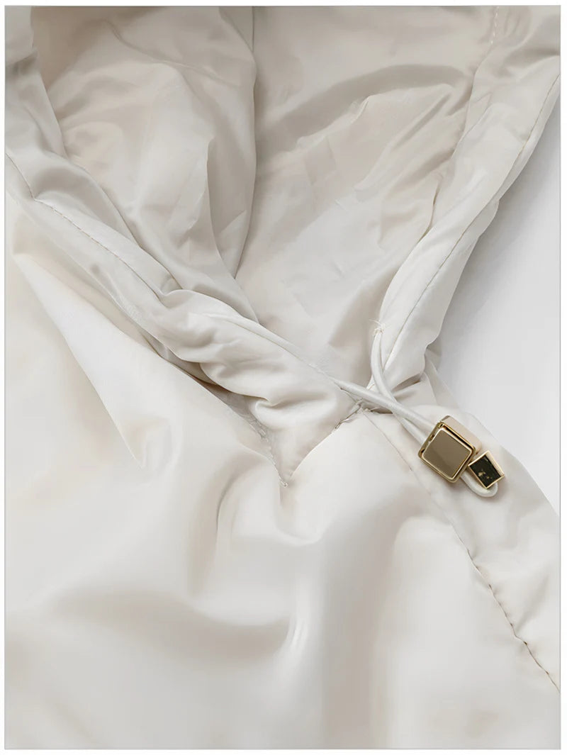 Chaleco de mujer Schinteon camel tipo capa de plumas con capucha holgado sin mangas, chaleco sólido de moda, chaqueta de otoño invierno 2025 nuevo