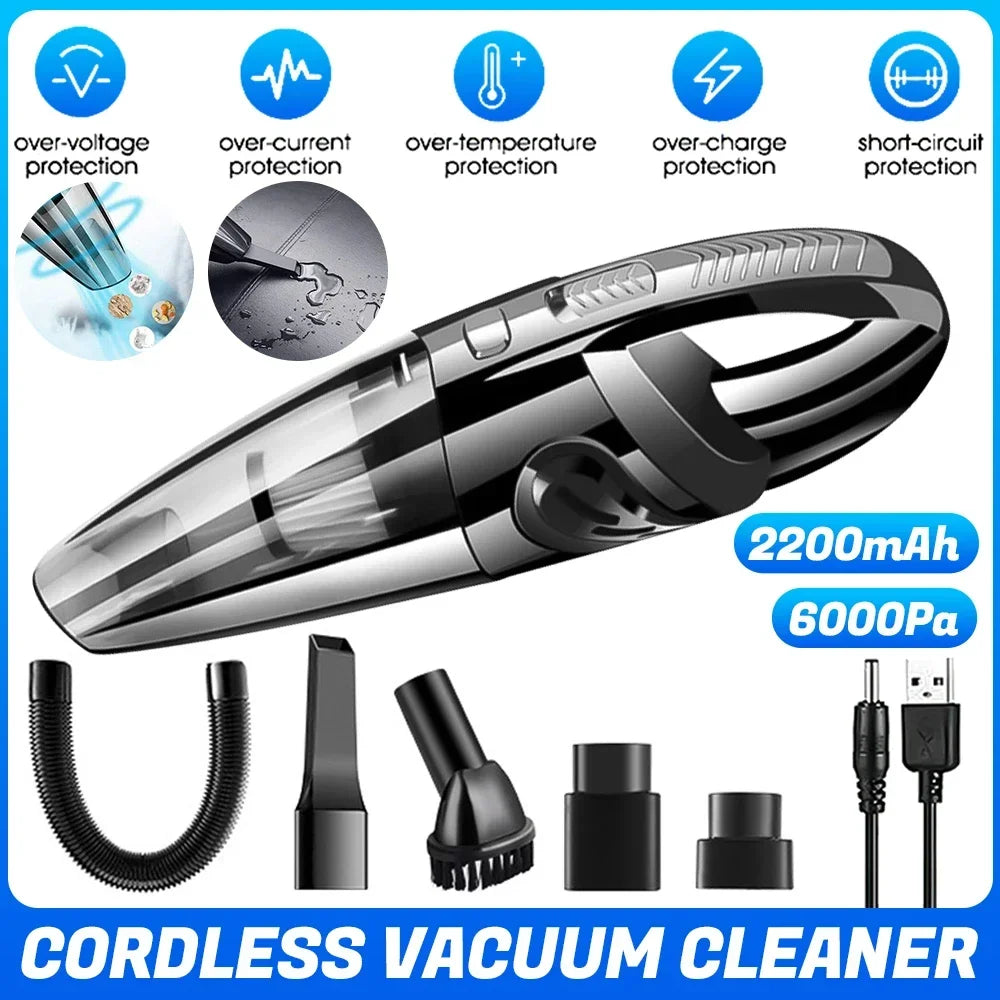 Aspirateur à main sans fil, recharge USB, aspirateur de voiture portable, aspirateur à main humide et sec, aspiration puissante sans fil, 12000pa