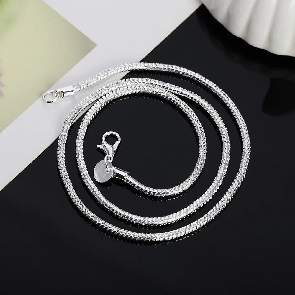 Collar de cadena de serpiente sólido de color plateado de 45-60cm, 1MM/2MM/3MM, para hombres y mujeres, joyería de moda para colgante, envío gratis