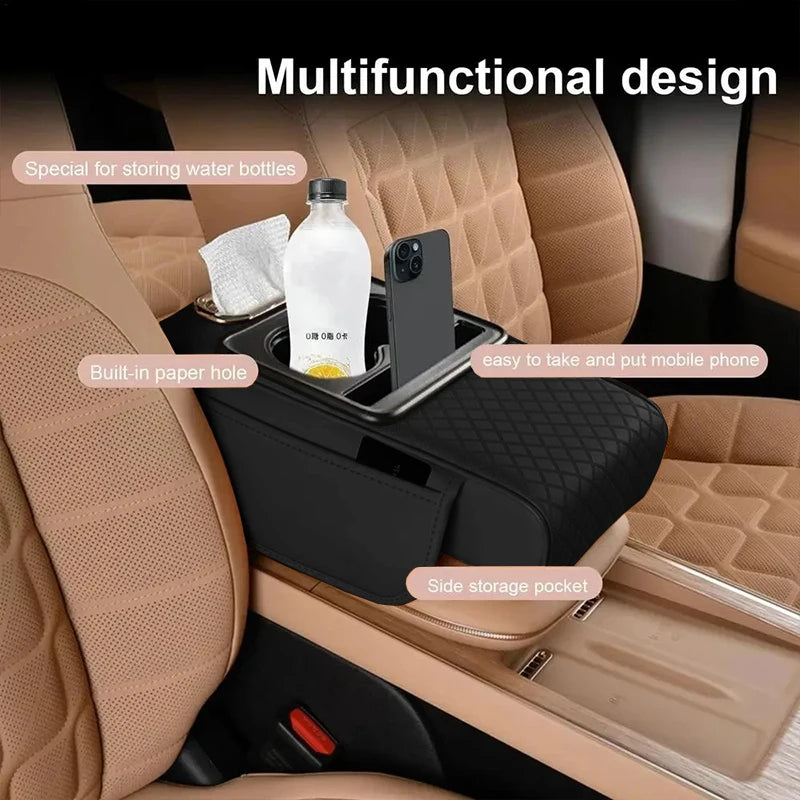 Cojín reposabrazos de consola central automática, con 2 portavasos, cojín elevador de reposabrazos, funda de almohada para todas las estaciones