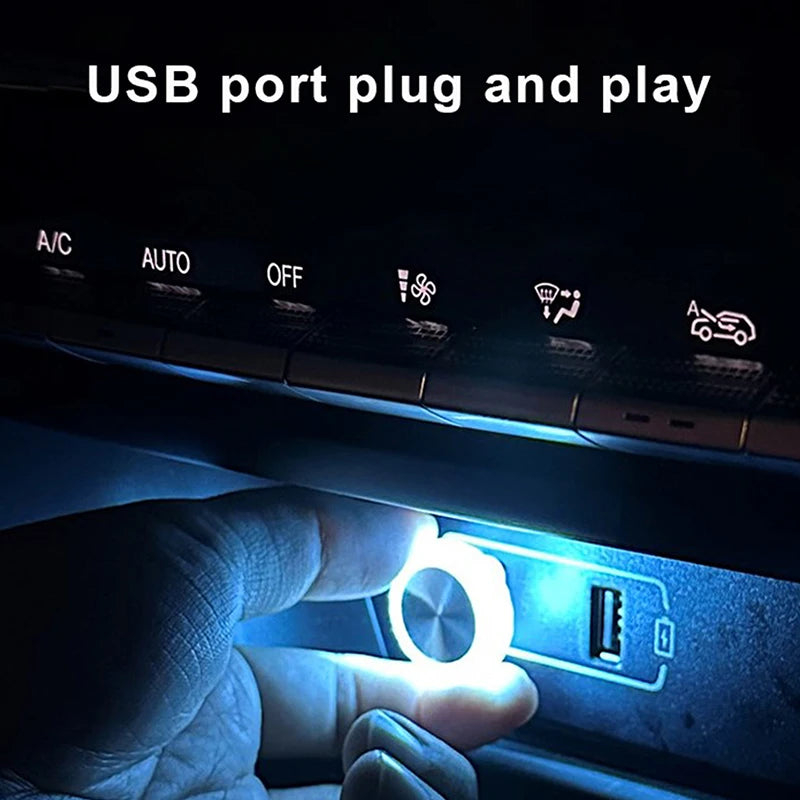 Mini luz ambiental LED USB portátil para coche, luces ambientales decorativas para interior de automóvil, luz ambiental, luz de ordenador, Plug Play