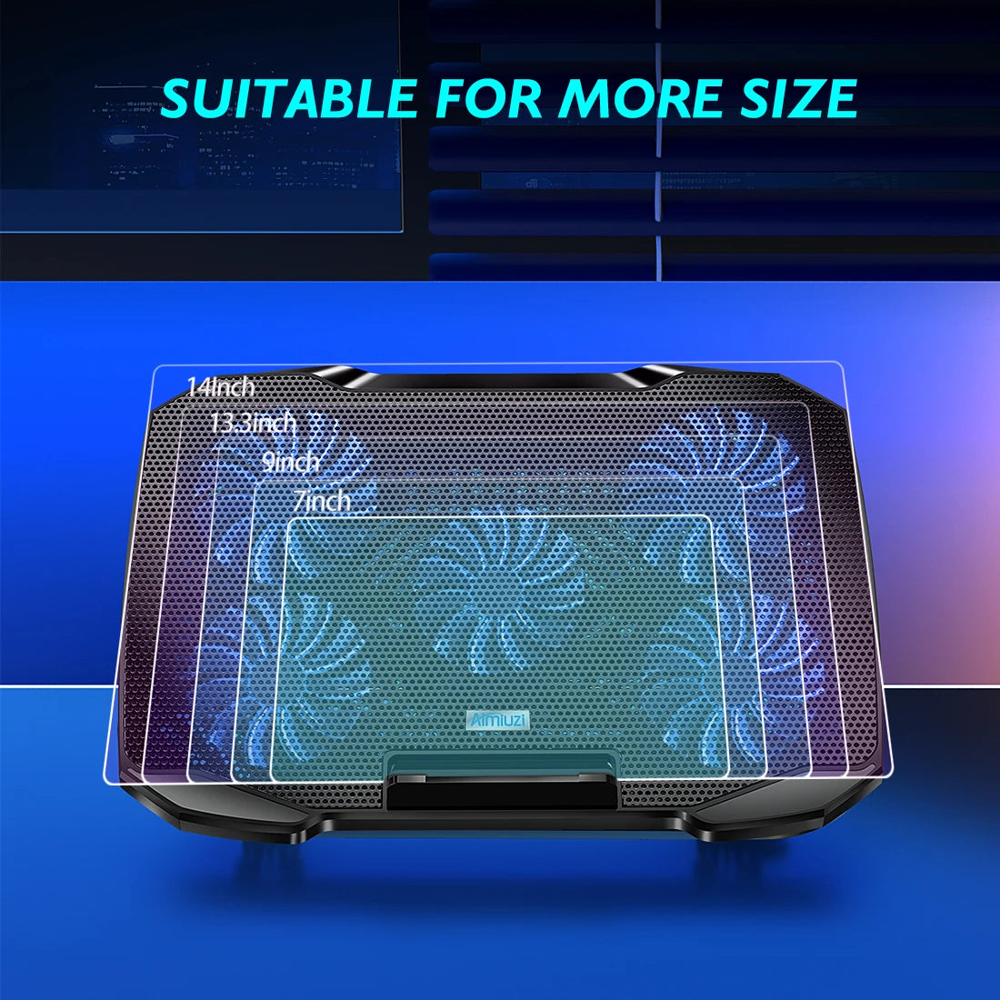 COOLCOLD Support de refroidissement pour ordinateur portable de 12 à 17 pouces, 5 ventilateurs silencieux, 5 angles réglables avec support pour téléphone
