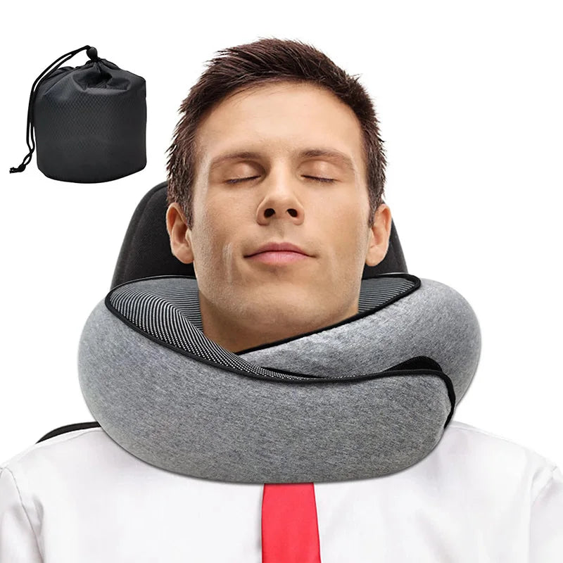 Oreiller de voyage en forme de U en mousse à mémoire de forme, style escargot, soutien du cou, portable, réglable, doux, pause du midi, oreillers de sommeil