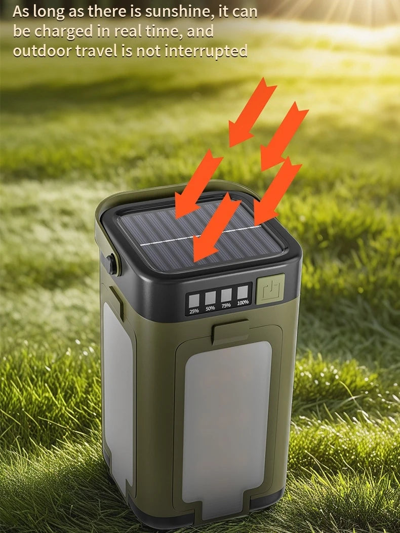 Lanterne de camping pliable multifonctionnelle à 4 feuilles, rechargeable par énergie solaire, grande capacité, lumière d'urgence portable pour l'extérieur