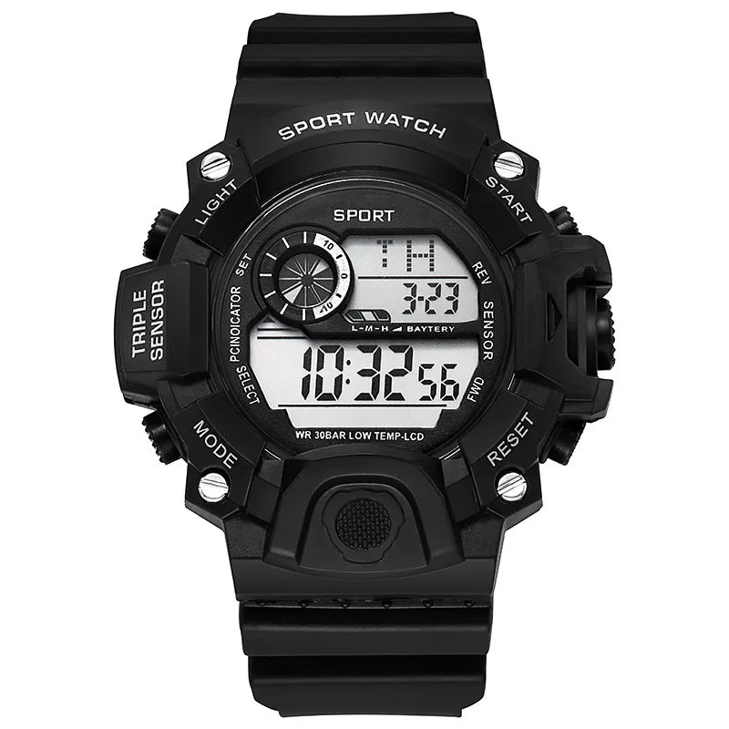 Montre pour hommes de mode sport montre-bracelet électronique grand cadran multifonctionnel étanche alarme lumineuse enfants montre militaire pour hommes