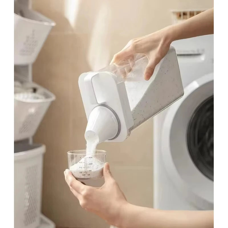 Airtight Laundry Detergent Dispenser, Powder Storage Box, Transparent Washing Powder Liquid Container with Lids, Jar