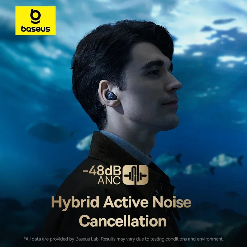 Écouteurs ANC hybride 48dB Bluetooth 5.3 — IPX6 étanche, 4 micros ENC, casque de sport