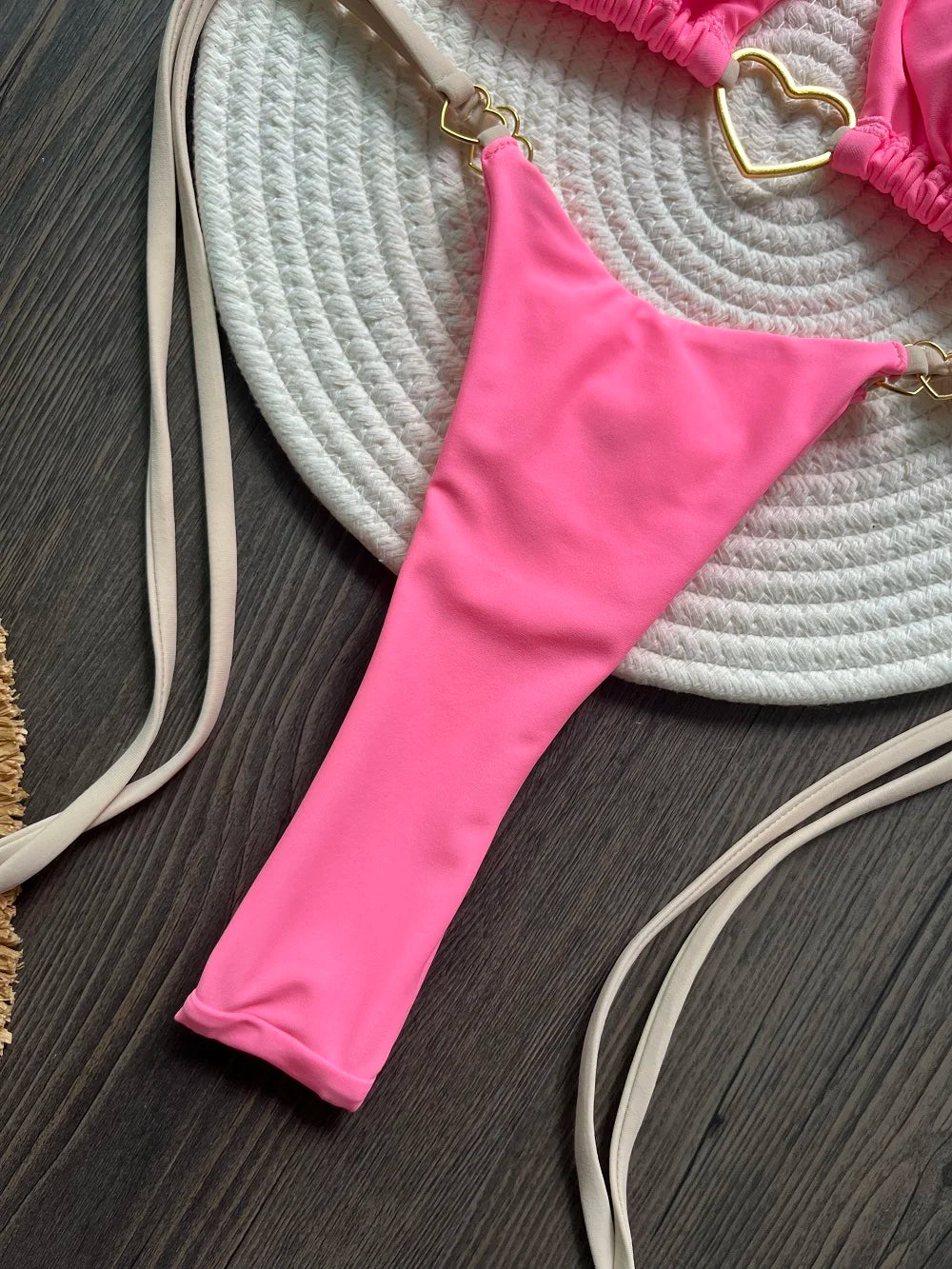 RUOTONSEPT-Maillot de bain deux pièces sexy pour femme, bikini brésilien, couleur unie, col licou, triangle, culotte tanga