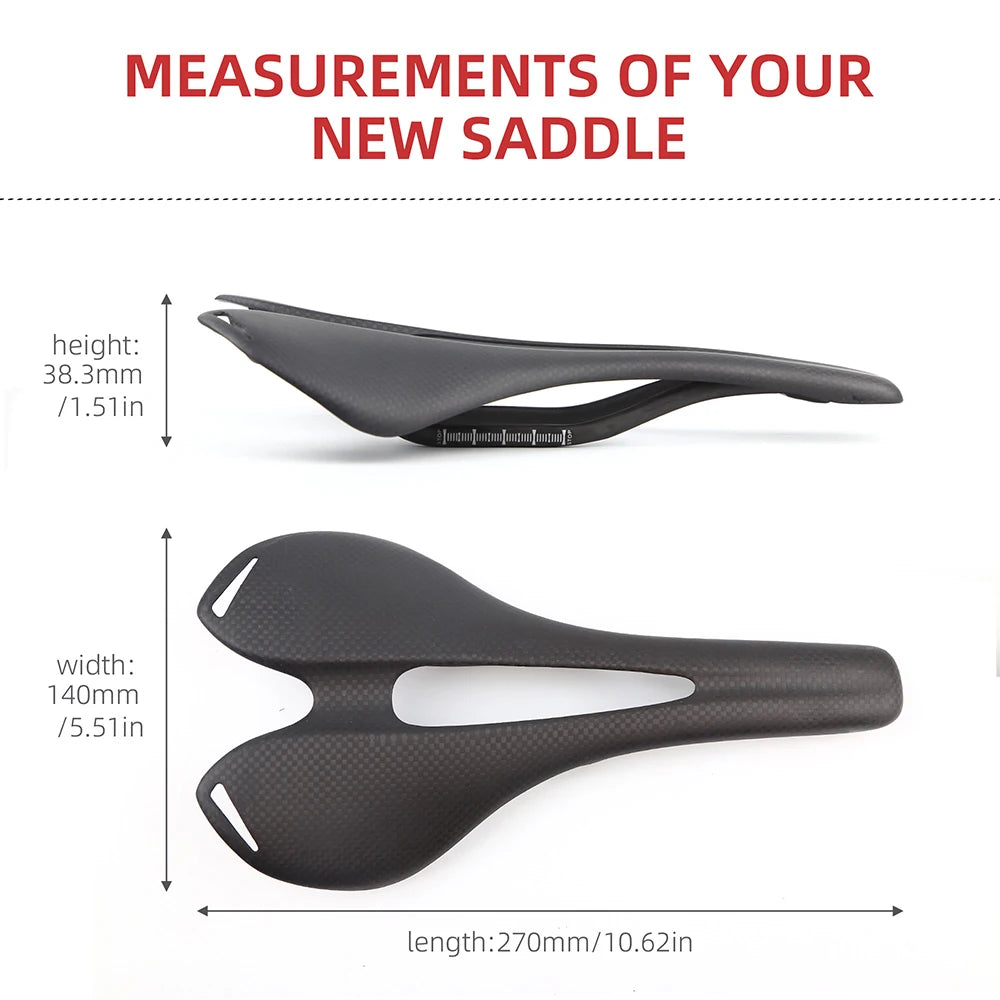3K Carbon Ultralight Bicycle Saddle, MTB Racing Seat, Men's Wavy Road Bike Saddle, Cycling Seat Mat, Spare Part