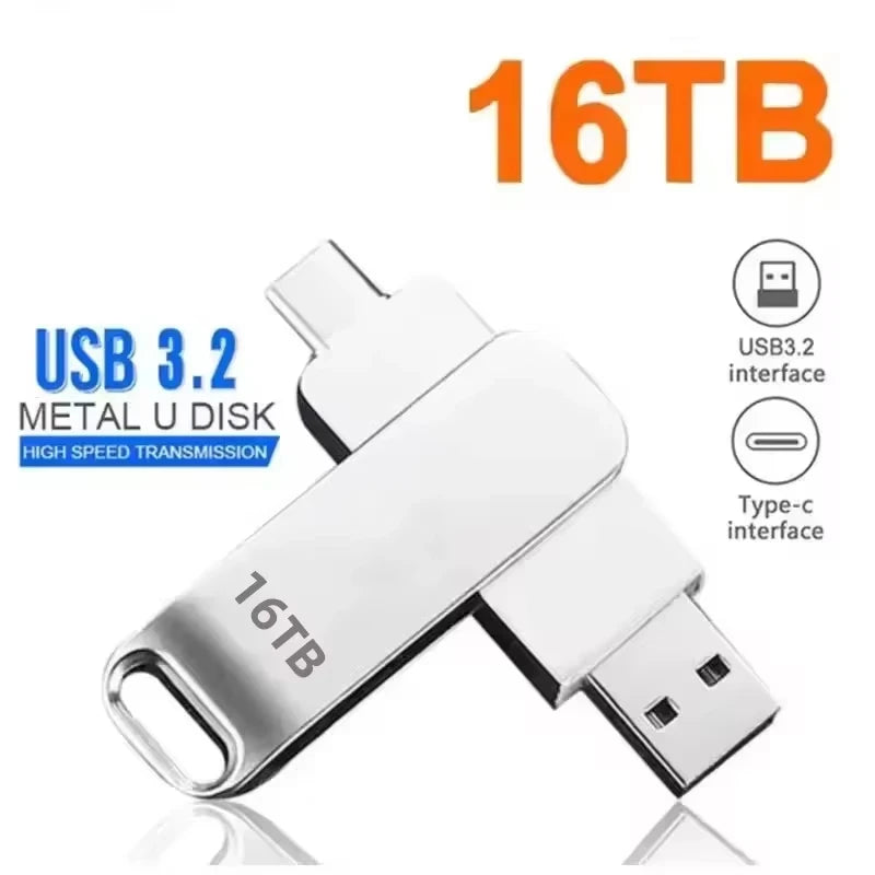 DIXSG pour Xiaomi, clés USB 3.2 de 16 To, disque U de 2 To, clé USB métallique haute vitesse, étanche, type C, mémoire USB, clés USB