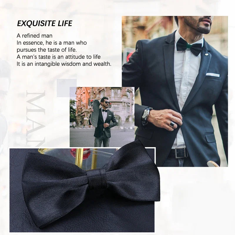 1 pieza pajarita para hombre, pajarita negra para boda, corbata de lazo ajustable, pajarita clásica, corbata de mariposa, corbata doble para adulto, regalo de negocios