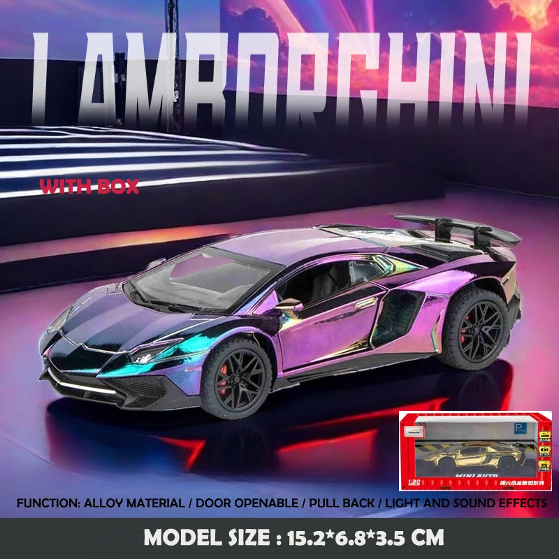 Modèle de supercar 1:32 avec son et lumière — moulé sous pression, cadeau d'anniversaire garçon