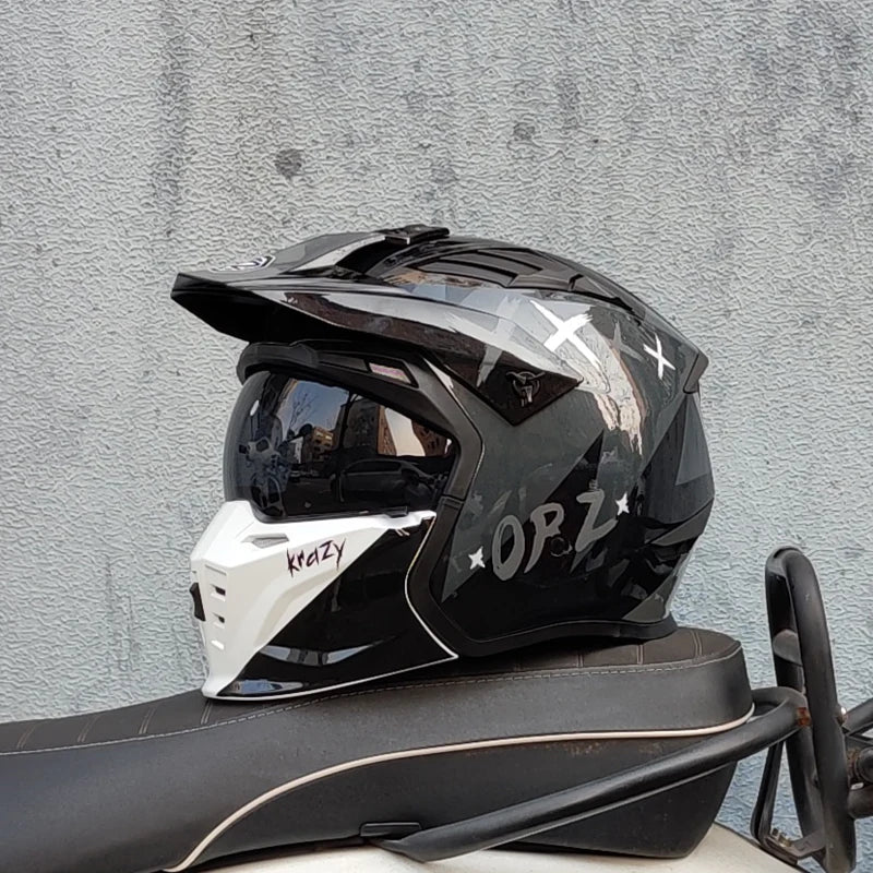 Casque Moto Vintage Demi-Casque Style Guerrier — Cruising Noir Homme Femme