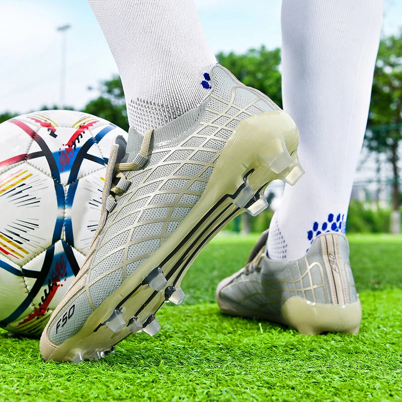 pscownlg Chaussures de Football FG Homme Microfibre Montantes — Crampons Longs, Match & Extérieur EU 34–46