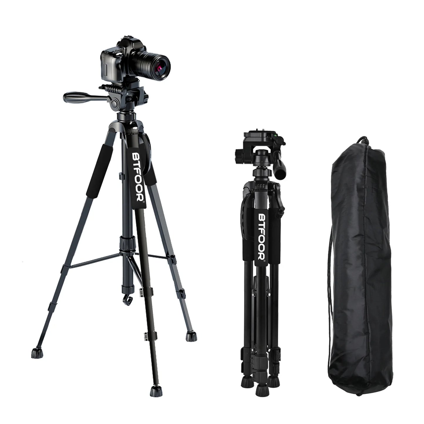 Trépied Photo Aluminium 140cm — Support Téléphone & DSLR Tête Panoramique