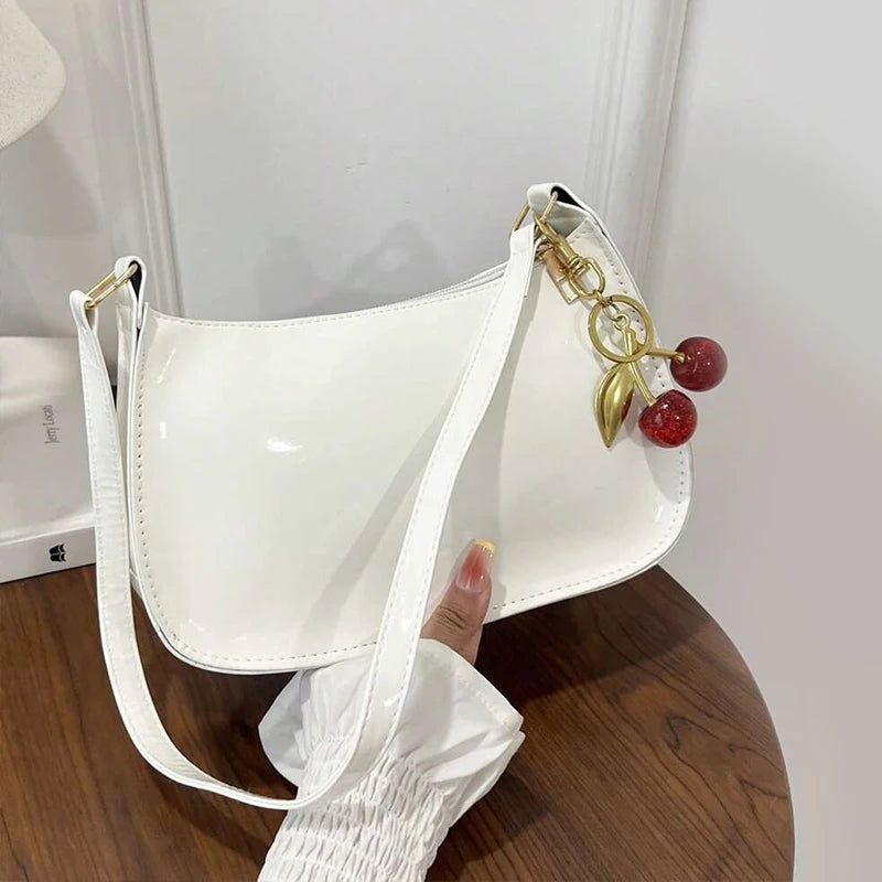 Sac à Main Cuir PU Femme — Pendentif Cerise Bandoulière Décontracté