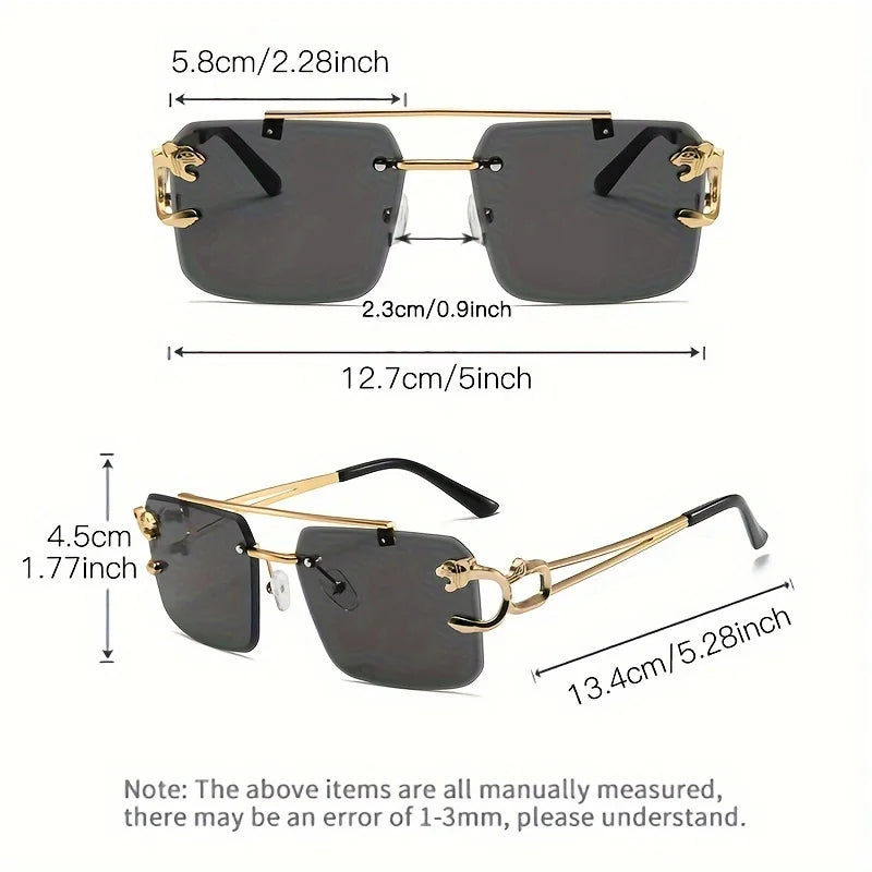 Lunettes de soleil noires sans cadre — hommes, femmes, voyage, plein air, vintage, mode dorée