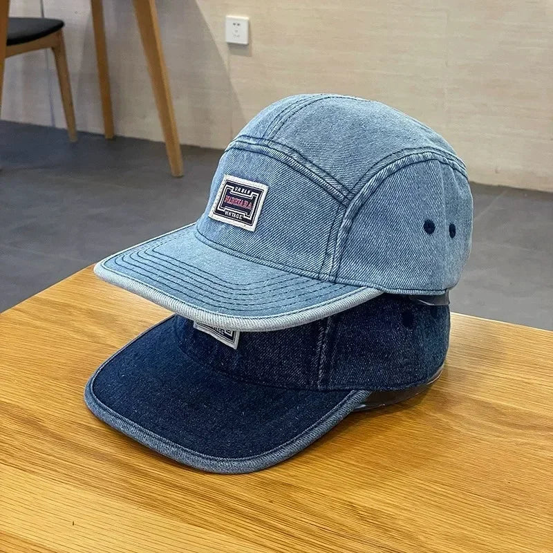 Casquette de Baseball en Denim à bord plat Vintage pour hommes et femmes, casquette à rabat Harajuku, mode Streetwear, chapeau de Skateboard à 5 panneaux