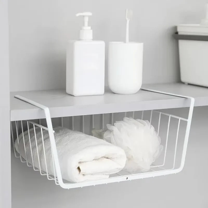 Cesto organizador multiusos con fondo de hierro, cesto de almacenamiento para cocina y baño, estante de almacenamiento