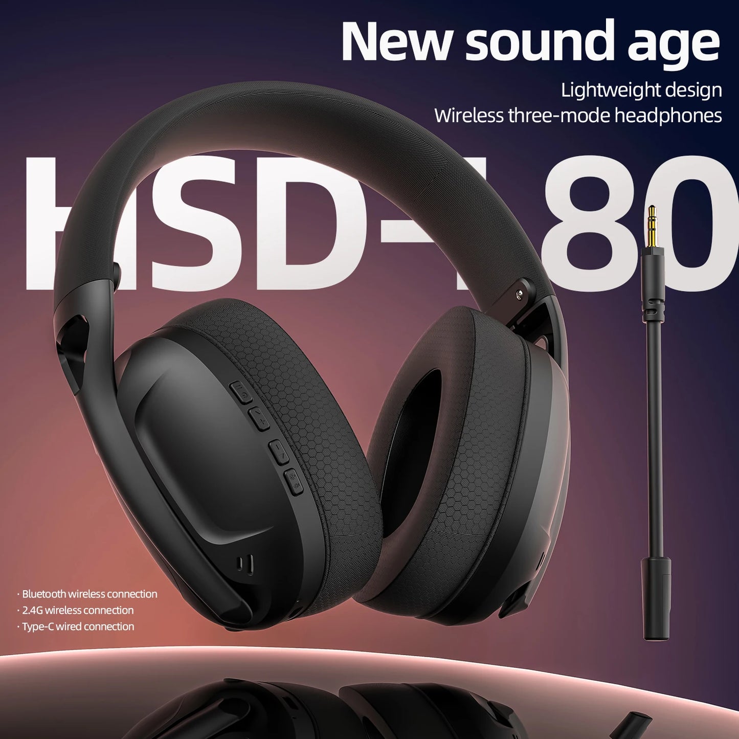 SMAILWOLF L80 Wireless Wired Three-Mode Gaming Headset Laptop Home Lightweight Headphone with Microphone