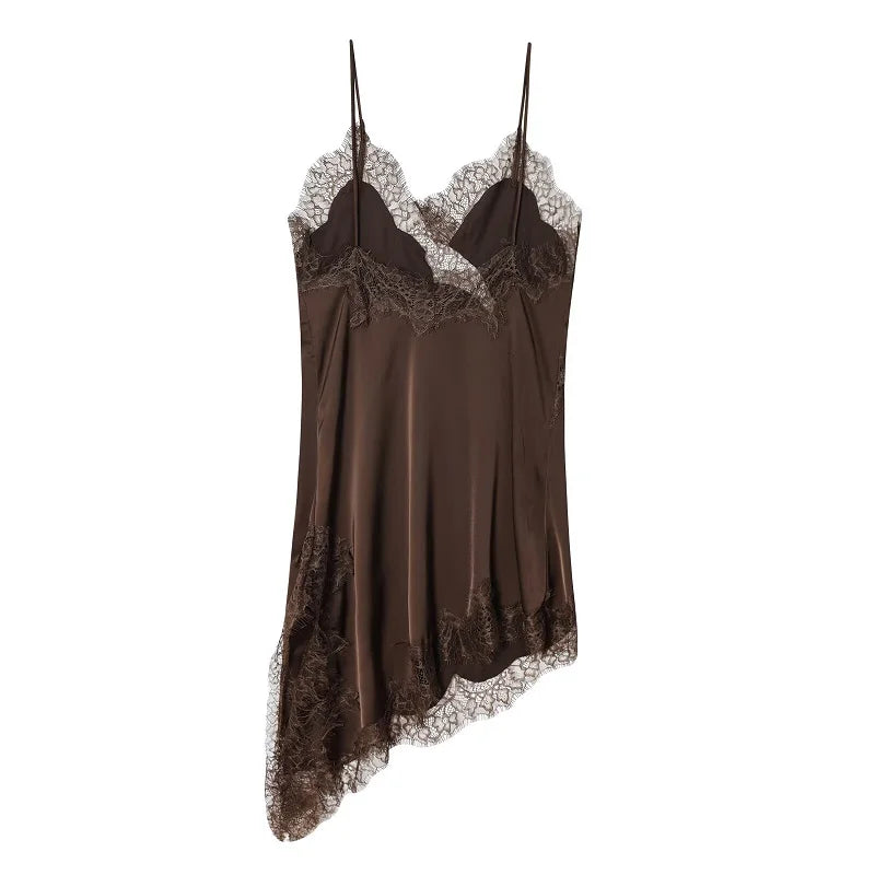 WOMEN Lace Slip Mini Dress Women Satin Backless Summer Dress Female Asymmetrical Party Women Sexy Beach Dresses for Women
