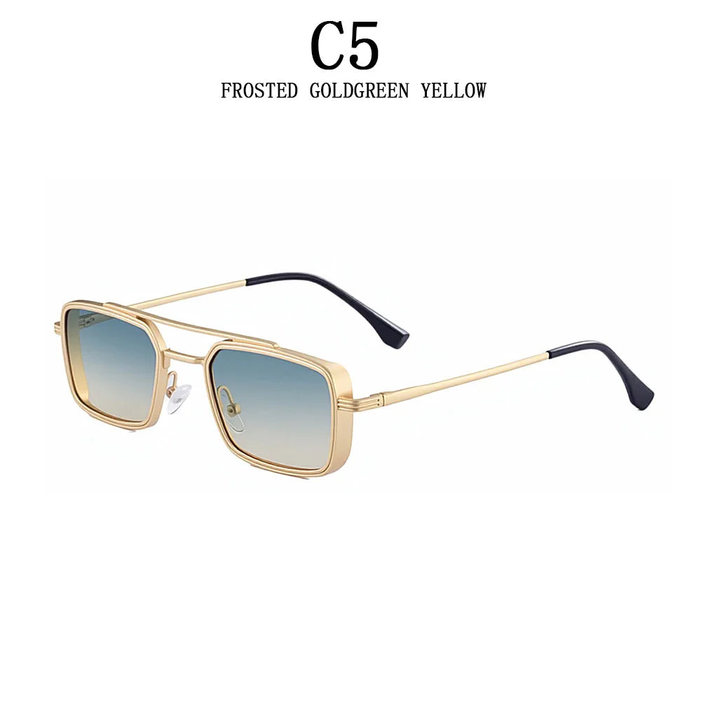 Lunettes de soleil carrées Steampunk hommes et femmes — punk, rétro, mode, vintage, 2025