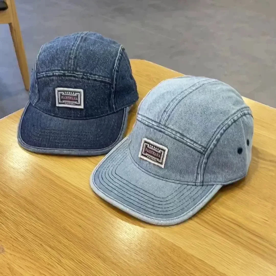 Casquette de Baseball en Denim à bord plat Vintage pour hommes et femmes, casquette à rabat Harajuku, mode Streetwear, chapeau de Skateboard à 5 panneaux