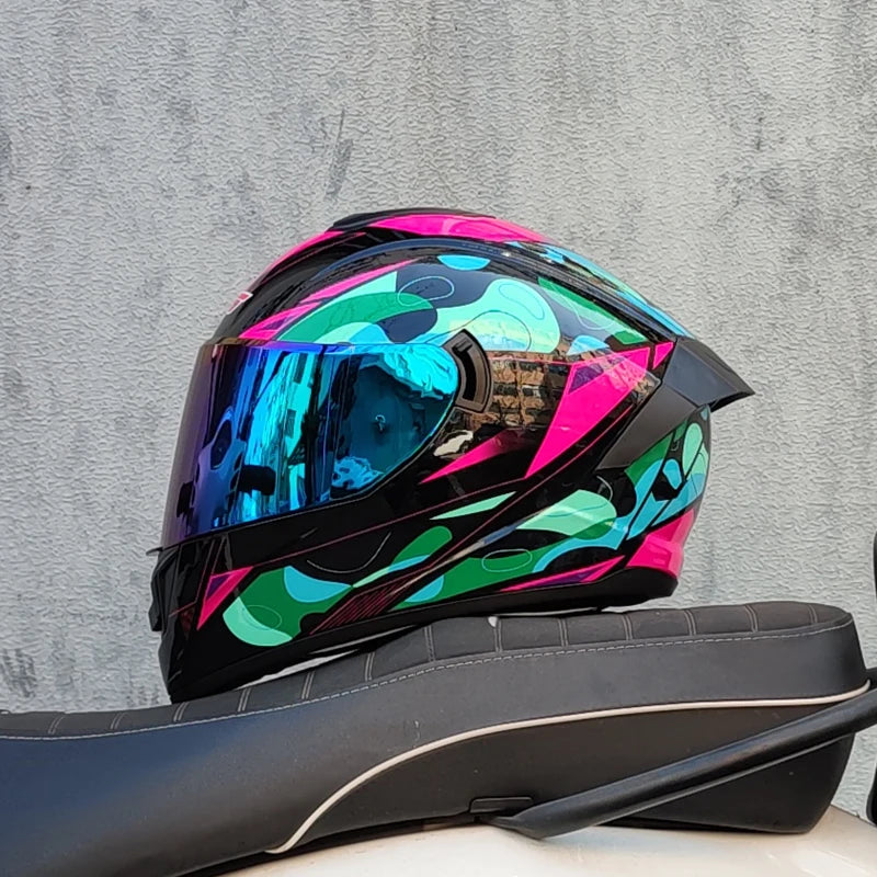 Casques moto pour hommes et femmes — double lentille, locomotive